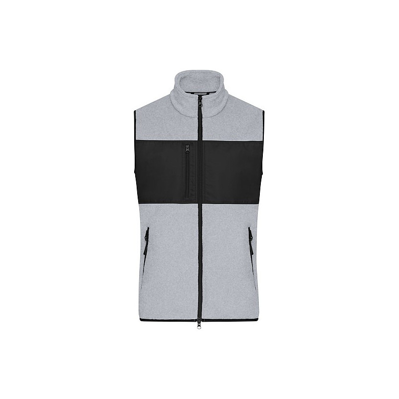 Pánská fleecová vesta James & Nicholson, melírovaná světle šedá, S