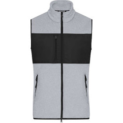 Pánská fleecová vesta James & Nicholson, melírovaná světle šedá, XL