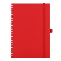 Notes koženkový SIMPLY A5 linkovaný - červená/bílá spirála