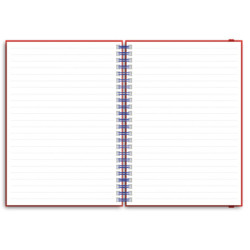 Notes koženkový SIMPLY A5 linkovaný - červená/modrá spirála