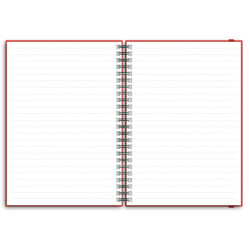 Notes koženkový SIMPLY A5 linkovaný - červená/zelená spirála