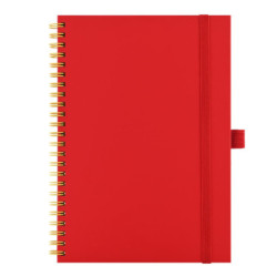 Notes koženkový SIMPLY A5 linkovaný - červená/žlutá spirála