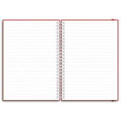 Notes koženkový SIMPLY A5 linkovaný - červená/stříbrná spirála