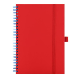 Notes koženkový SIMPLY A5 linkovaný - červená/světle modrá spirála