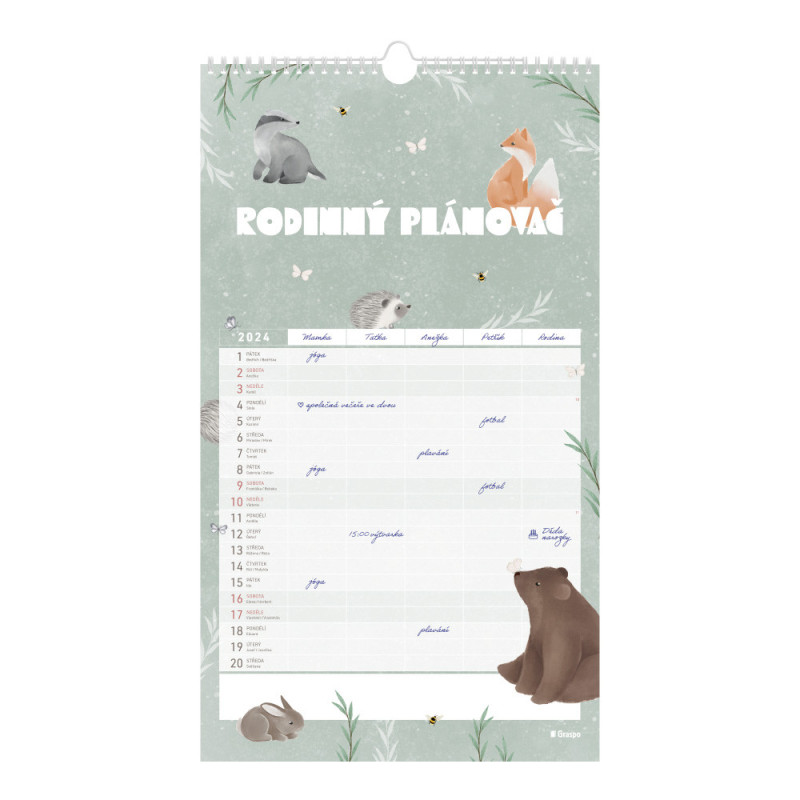 Nástěnný kalendář 2024 Rodinný plánovač - LES