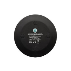 Kulatá bezdrátová 15W nabíječka z recyklovaného plastu, černá