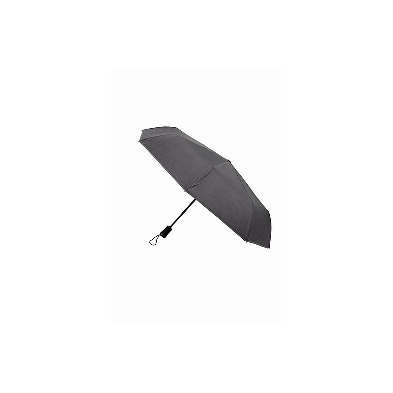 SCHWARZWOLF CRUX Skládací deštník s reflexním páskem a karabinou, šedý