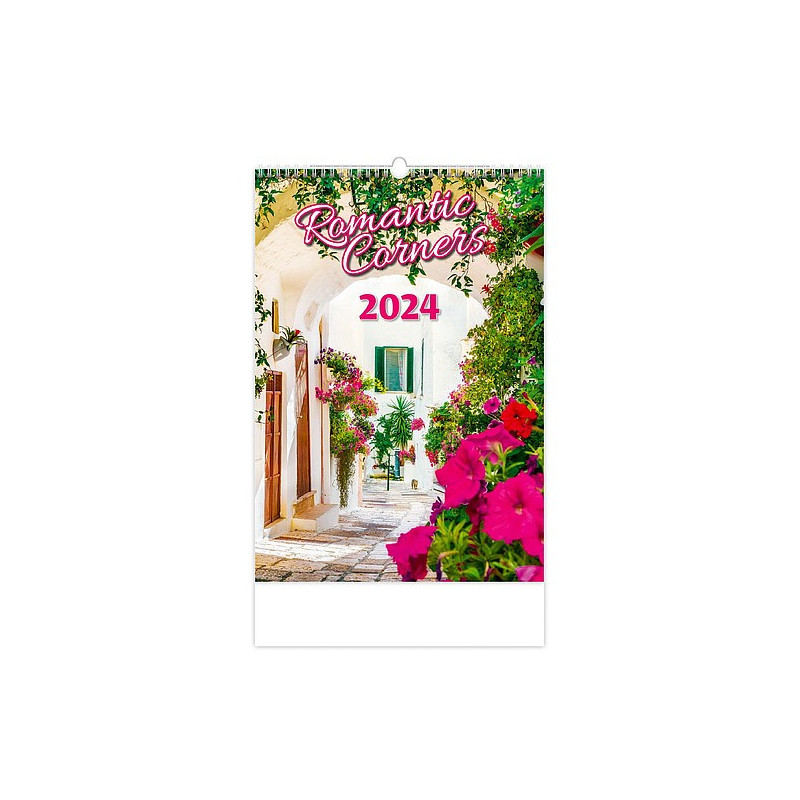 Romantic Corners 2025, nástěnný kalendář, prodloužená záda